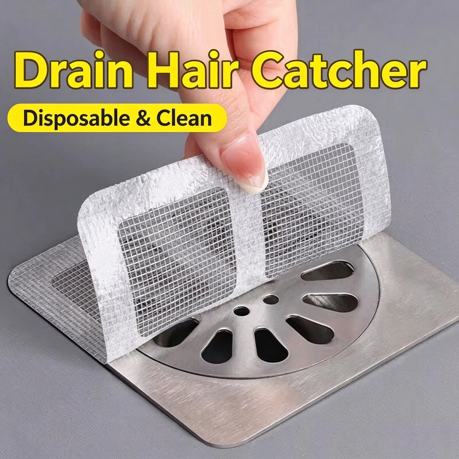 15cm Square Self-Adhesive Shower Drain Hair Catcher Mesh Sticker Disposable Hair Stopper for Bath Floor Drain Filter 10PCS/30PCS