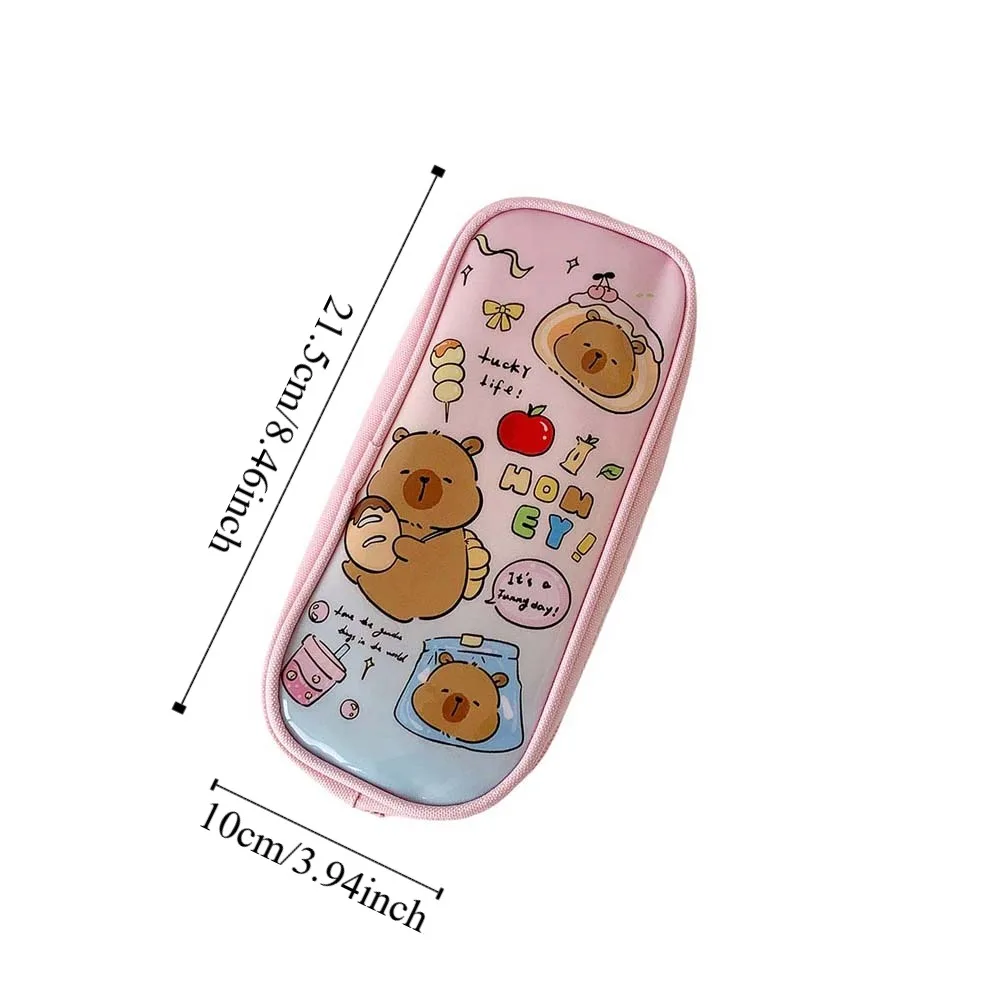Penyimpanan Desktop Tas Alat Tulis Kartun Capybara Kapasitas Besar Pena Kartu Kosmetik Kotak Pensil Capybara Alat Tulis Capibala