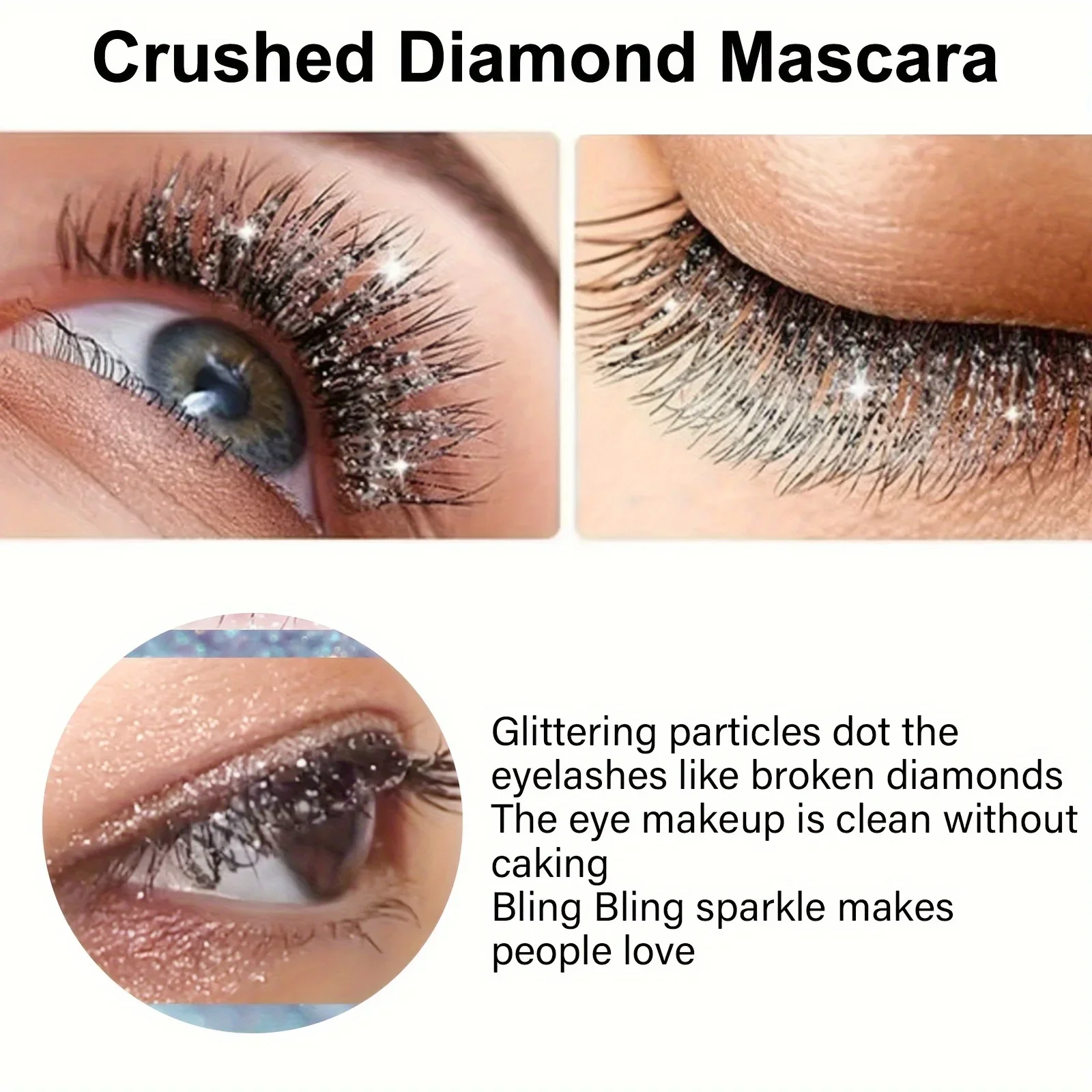 3 Colors Diamond Glitter Mascara Long Lasting Makeup 3D Volume Eyelashes Curling Shimmer Mascara Eye Lash Female Cosmetic