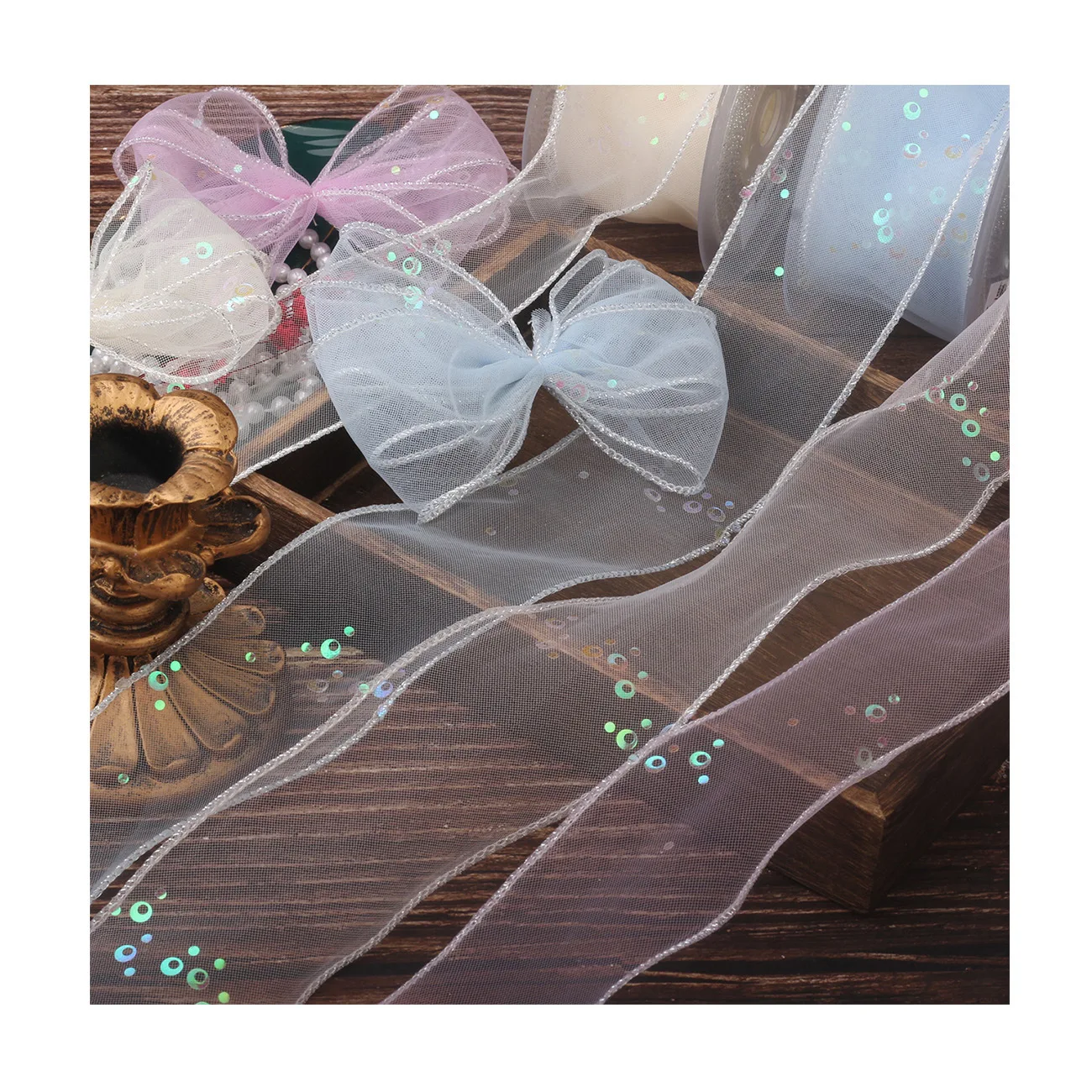 Craft Ribbon 5cm Wide x 50m - Bow Supplies, Doll Clothes Trim, Hair Accessory Material (Multi-Color)