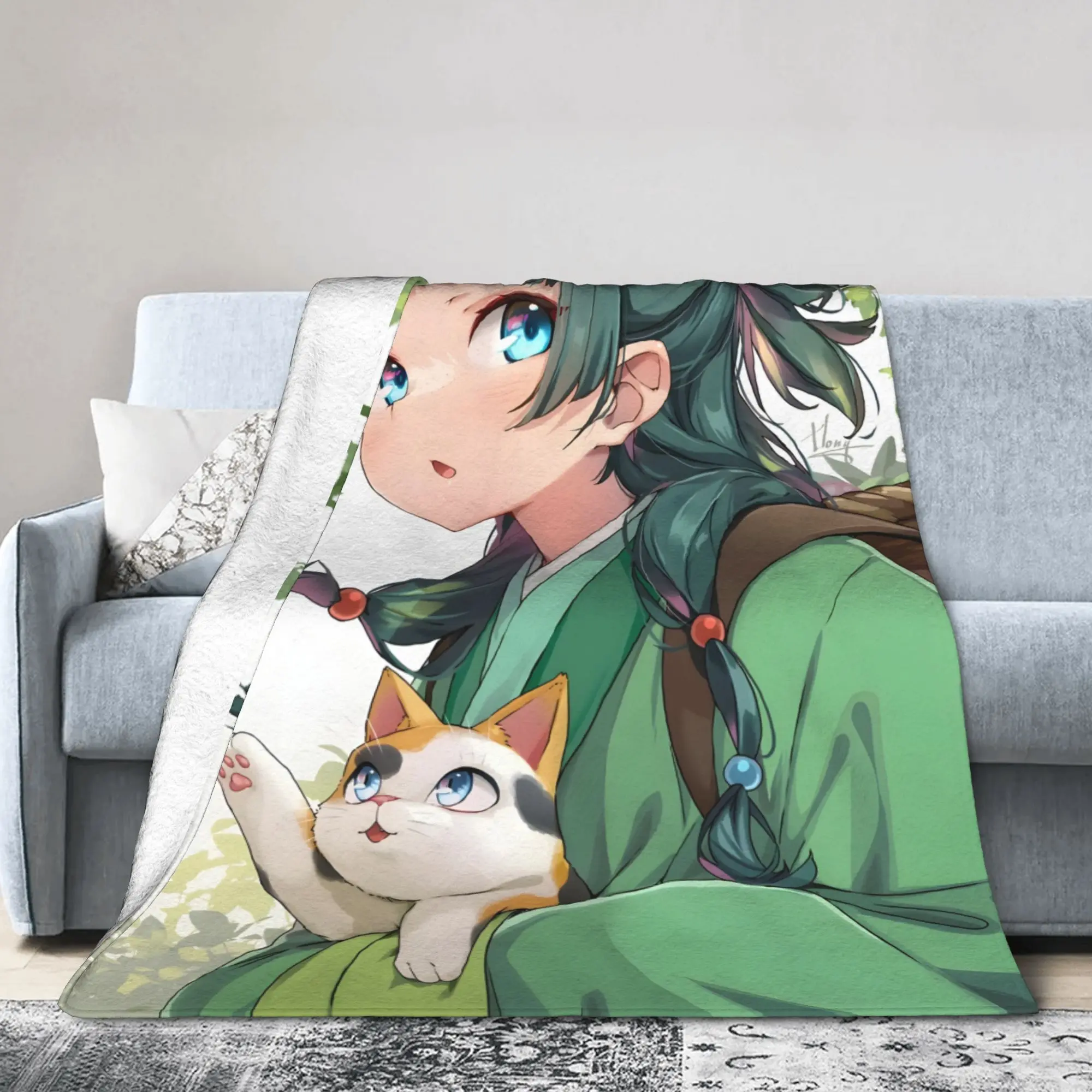 The Apothecary Diaries Anime Maomao Blanket Fleece Summer  Multi-function Lightweight Throw Blankets for Bedding Car Rug Piece