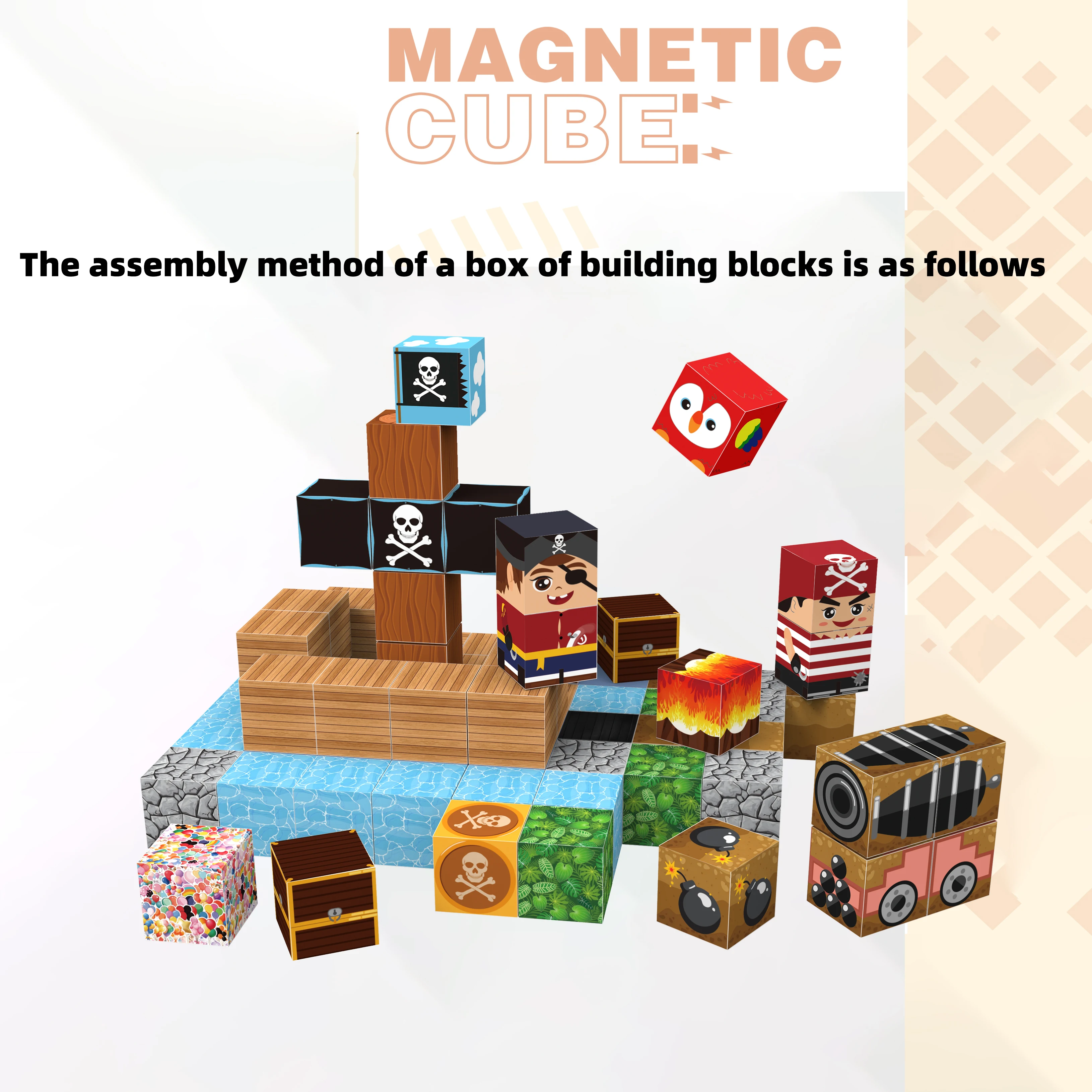 Magnetisches Baustein-Stapel-Montageset – kostenlose Bausteine – pädagogisches Bausteine-Spielzeug – geeignet für Kinder