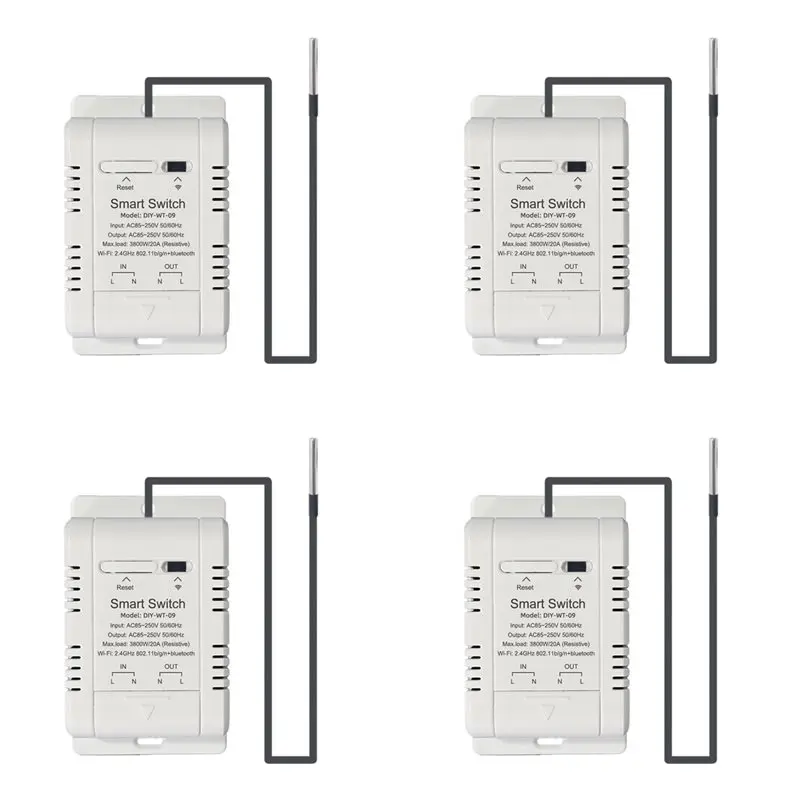QWE-4X Wifi Temperature Switch With 1M Sensor Ewelink Smart Wifi 20A Thermostat Temperature Switch Supports Voice Control