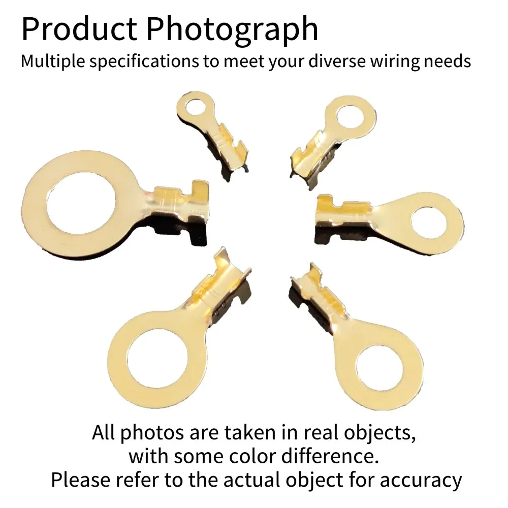 150Pcs M3/M4/M5/M6/M8/M10 Ring-Terminal Wire Quick Connector Terminal Brass Crimp Terminal Assorted Kit