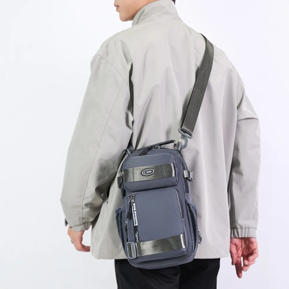 

Fashion Shoulder Bag Men Chest Bag Cloth Large Capacity Sports Message Bag All-match Zipper Crossbody Bag Running