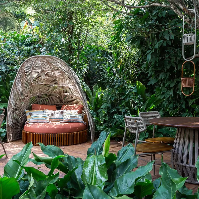 

Outdoor Internet celebrity teak bird cage bird's nest rattan sofa courtyard open-air round bed and breakfast