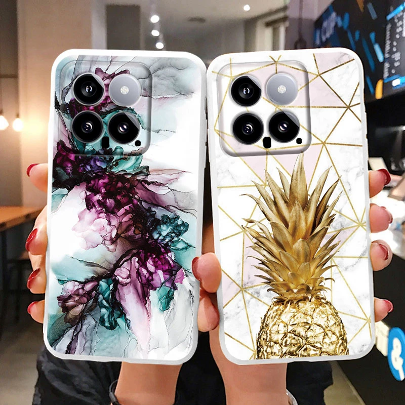 Colorful Marble Case For Xiaomi 14 Luxury Soft Shockproof Cover Fundas For Xiaomi Mi 14 Xiaomi14 Shell Watercolor Oil Painting