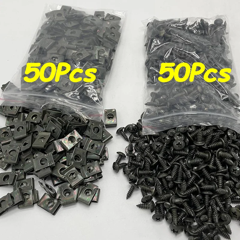 Mixed Metal Self Tapping Screws Fastener U Shaped Clips Car Motorcycle Anti-rust Screw RetainerClip for Scooter ATV Moped E-bike