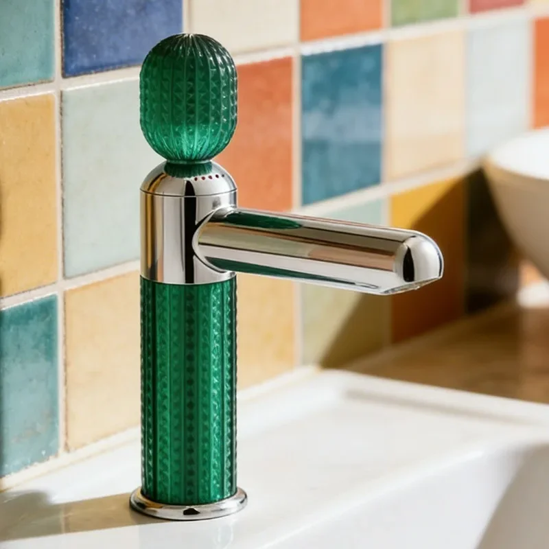 

Luxury Crystal Handle Bathroom Faucet Single Hole Cold Hot Mixer Tap Deck Mounted Sink Accessory