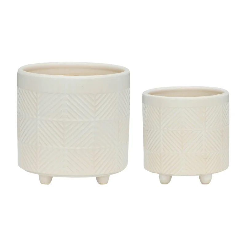 

Shiny White Textured Planters 6/8 in