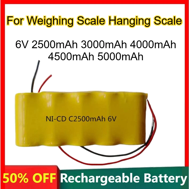 Nickel-cadmium Battery 6V 2500mAh 3000mAh 4000mAh 4500mAh 5000mAh for Weighing Scale Hanging Scale Rechargeable Batteries