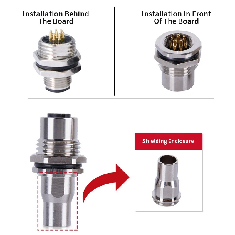 M12 Flange Socket to RJ45 Shielded Connector 4Pin 8Pin A/D-Type Cable Crystal Head Wire Copper Male Female Socket Aviation Plug