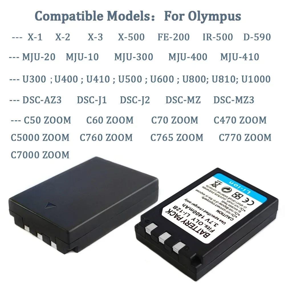 Akumulator 1400mAh LI-10B LI10B LI-12B LI12B do baterii Olympus U300,U400,U410,U500,U600,U80,U810,U1000,C50,C60,C70.C770