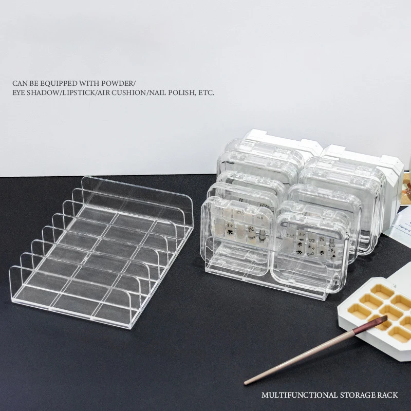 Eye Shadow Tray Storage Rack Transparent Powder Box Desktop Drawer Compartment Color Cosmetics Shelf