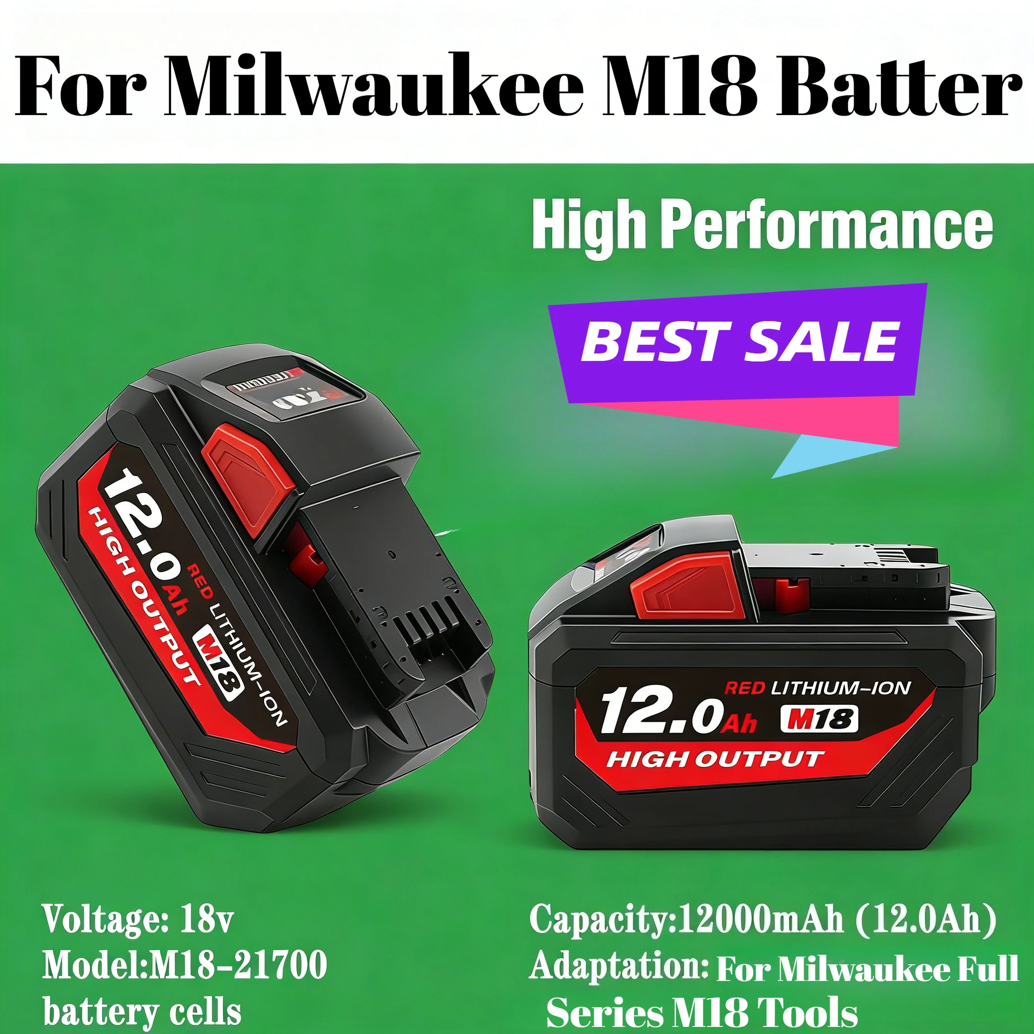 

Аккумулятор для Milwaukee M18 6.0Ач 8.0Ач, замена зарядного устройства Milwaukee, M18B6 M18HB8 48-11-1860, 48-11-1850, 48-11-1840, аккумулятор для инструментов