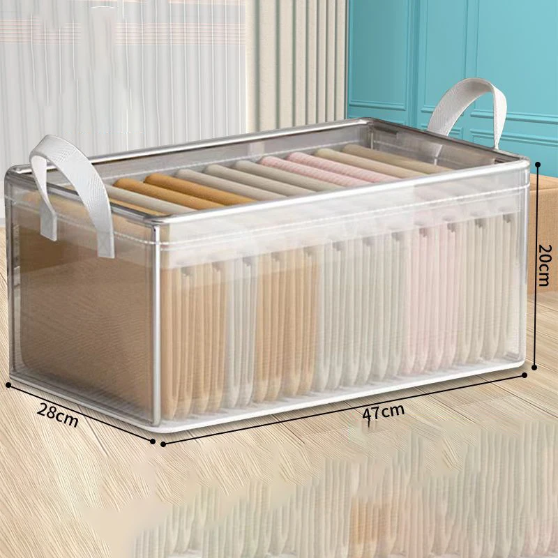 EcoFriendly Foldable Transparent Storage Box Waterproof Steel Shelf Home Closet Clothing Organizer Pvc Pants Fabric Storage Box