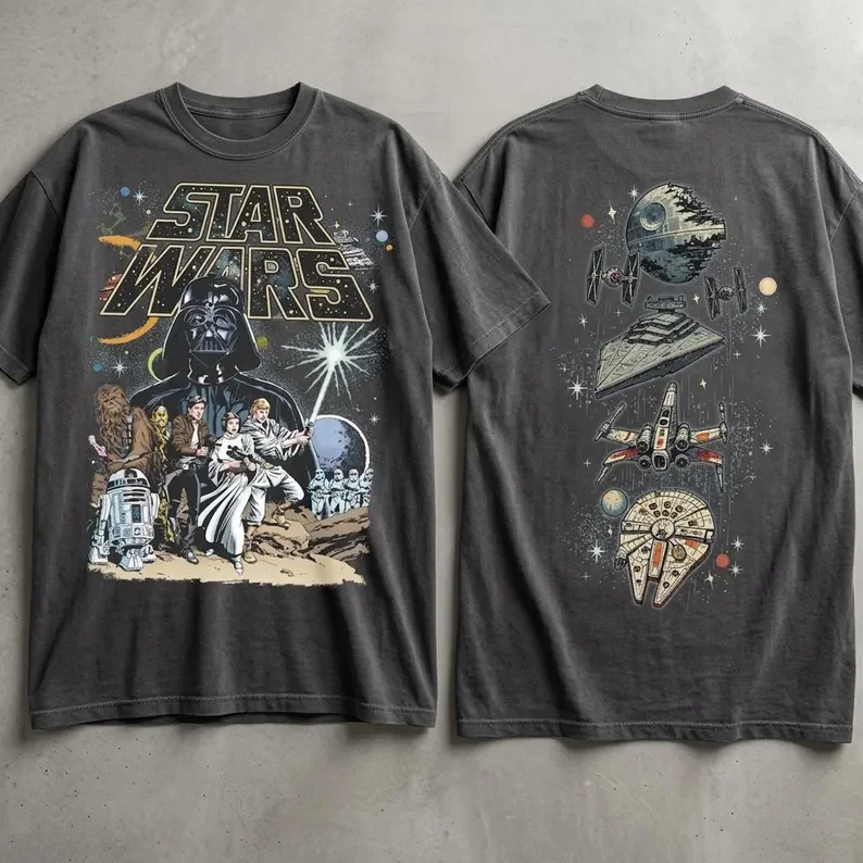 2026 Star Wars Summer Men's and Women's Pure Cotton T-shirt Comfortable, Breathable, High Quality Ins Y2k 5