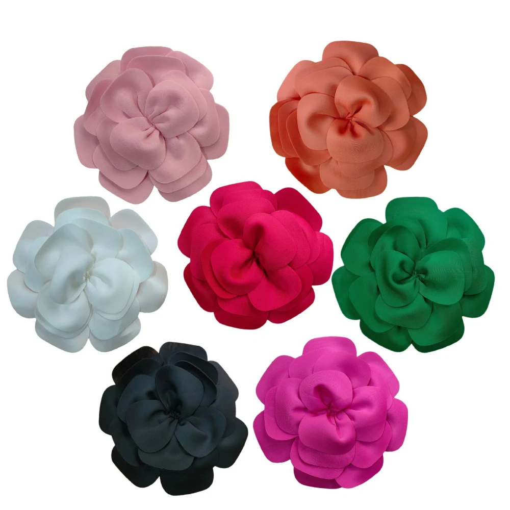 New Multi-layer Camellia Fabric Flower Brooch for Women Handmade Formal Pins Applique Fabrics Wedding Party Badge Accessory