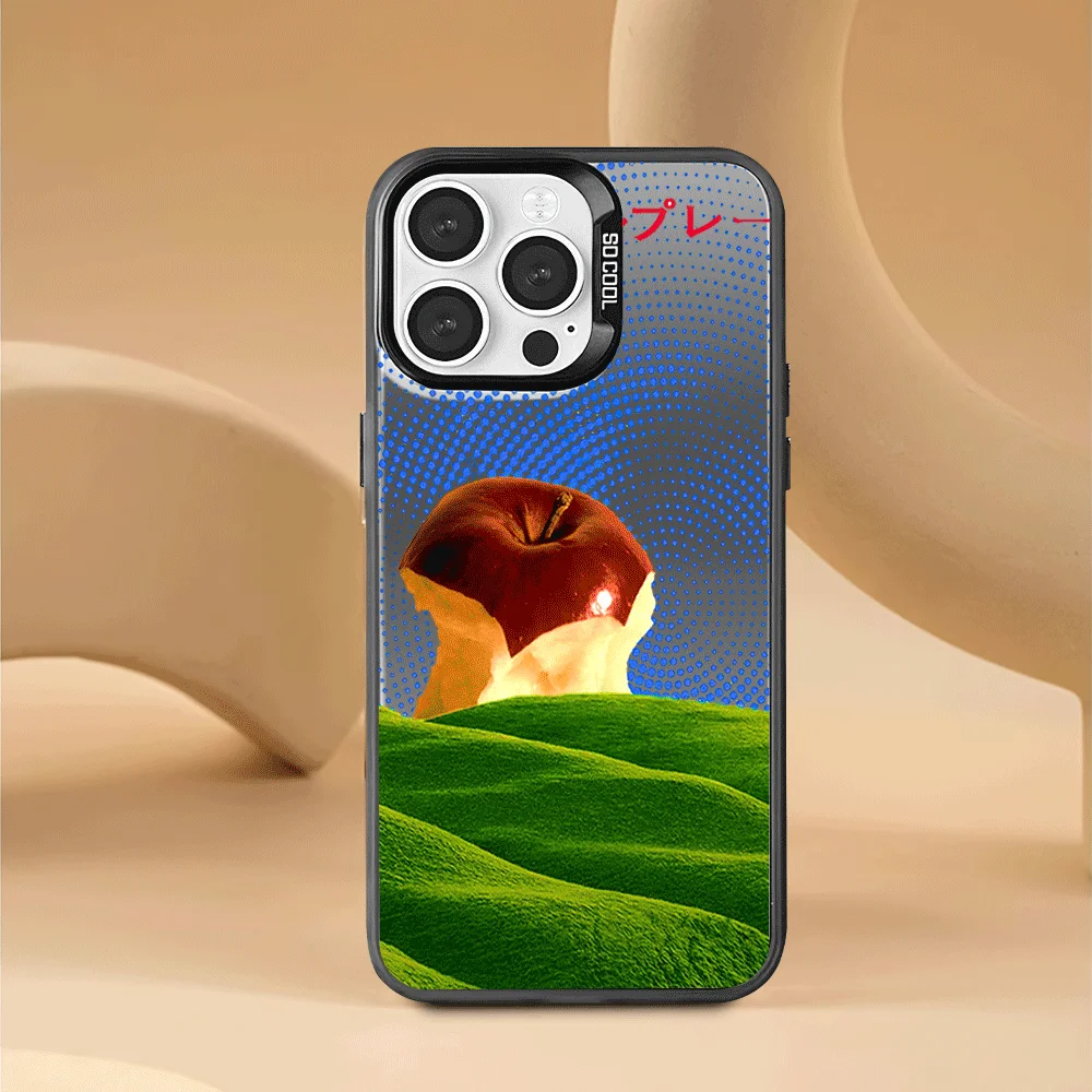 Artistic Polka Dot Apple Core Phone Case For iPhone 12 11 13 14 15 16 Max Pro Plus Laser Cover image 4