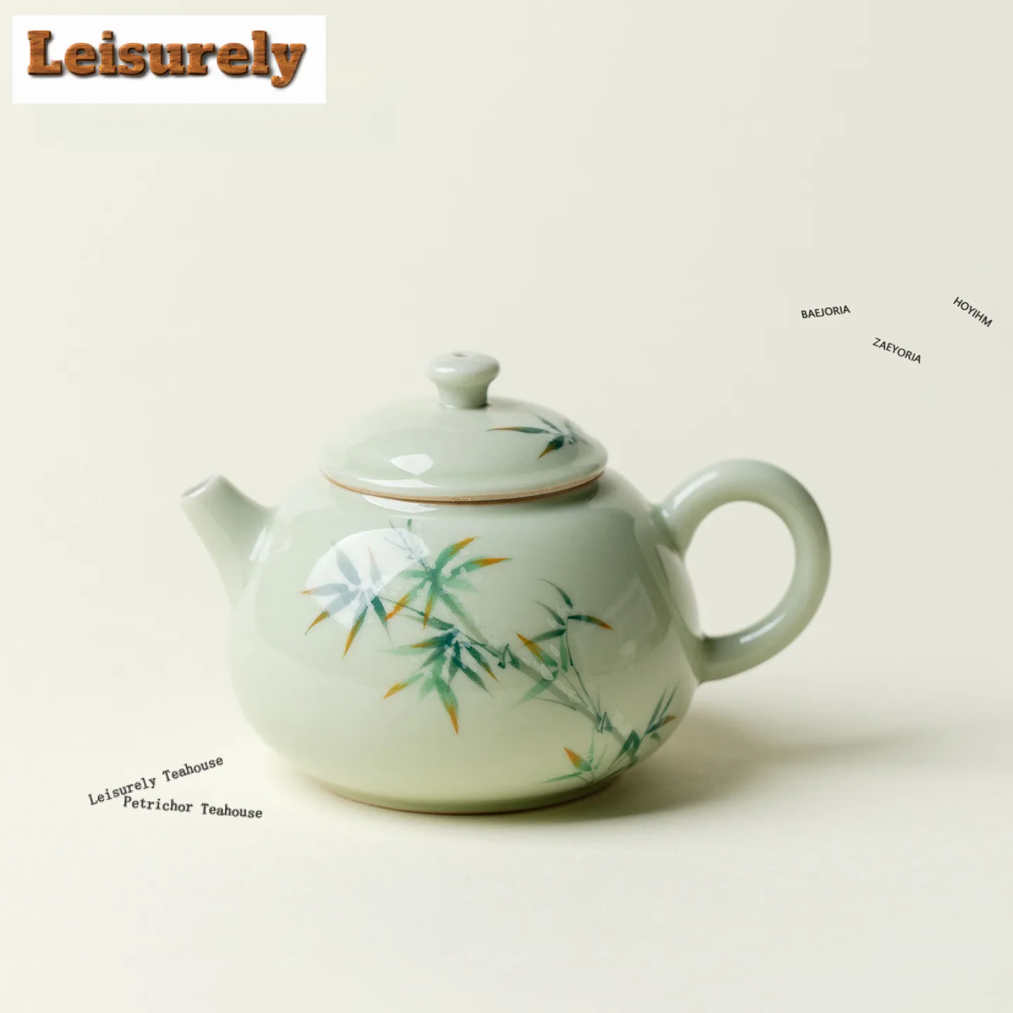 100ml Hand Drawn Snow Bamboo Teapot Vintage Tea Infuser Pot Household Tea Maker Kettle With Ball Hole Tieguanyin Cafes Gifts