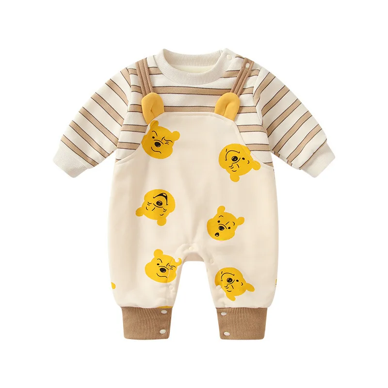 

MINISO Winnie The Pooh Baby Boys Girls Winter Thickened Warm Onesie Newborn Infant Romper Cozy Soft Clothes 0-1 Years Bodysuits