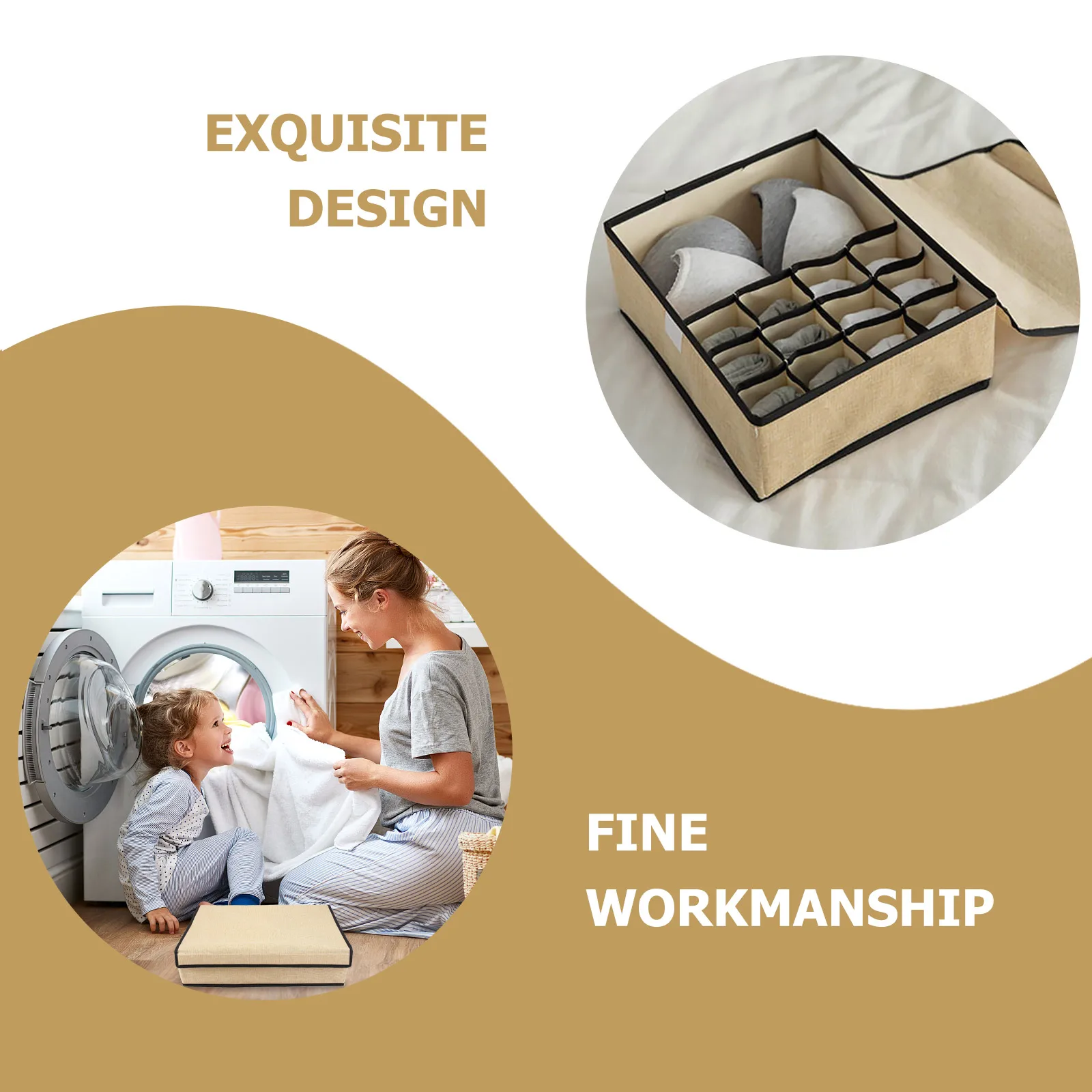 

Ящик для хранения нижнего белья, органайзер для нижнего белья, мусорный бак, бежевая тканевая корзина для носков