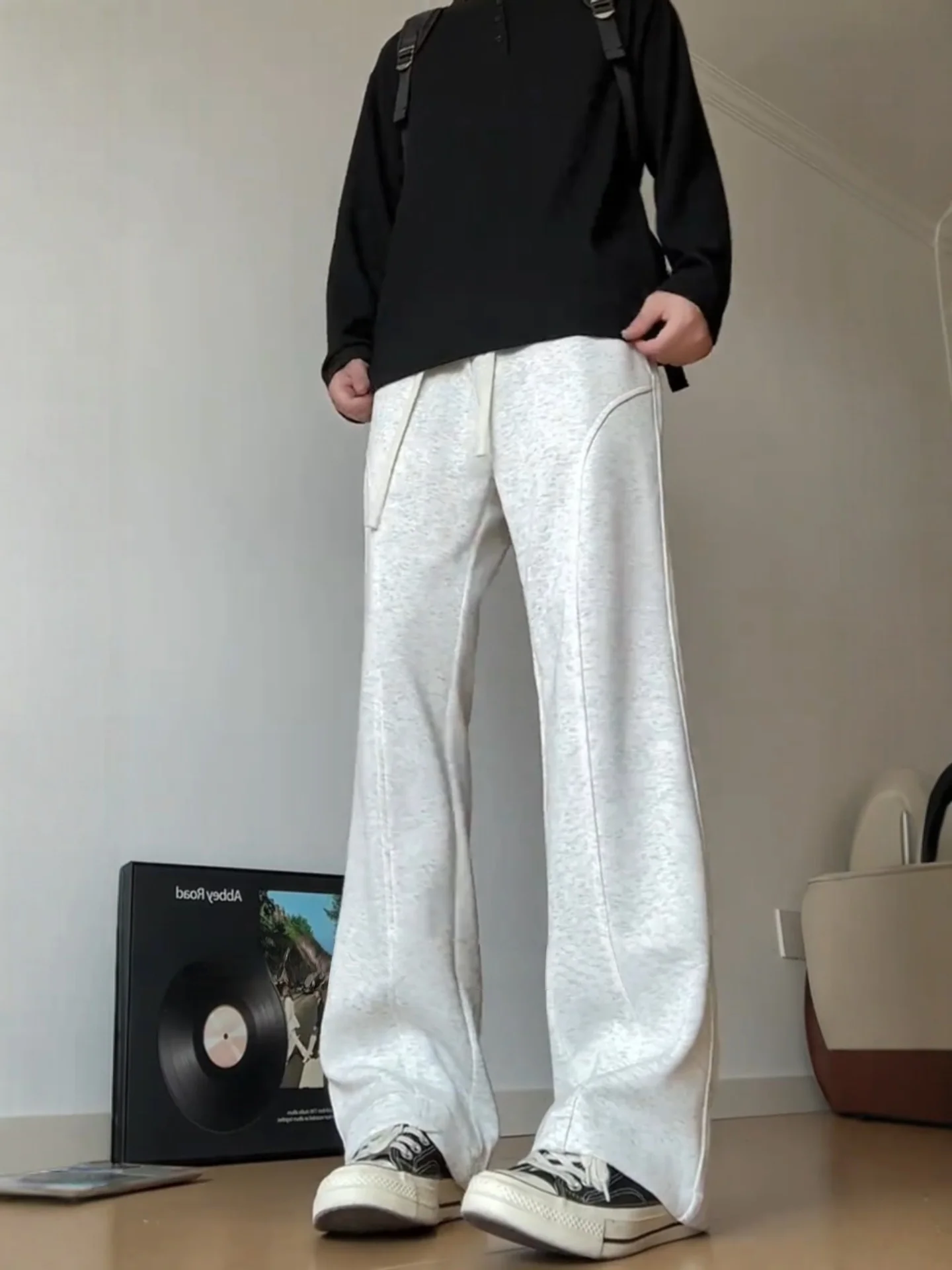 

American Sle Sla Cut Slimming Sports Pants Men's Autumn Heavy Straight Leg Drapey Micro Flared Casual Trousers