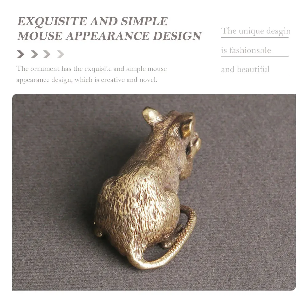 

Brass Mouse Figurine Wear Resistant Desktop Decor Household Statue Fine Workmanship Compact Size Stable Flat Bottom Home