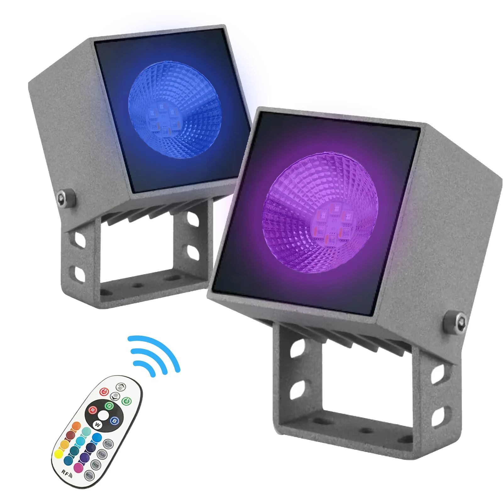 RGBW Outdoor LED Spotlights, IP65 Waterproof with Remote Control, 16 Colors 4 Modes 5 Brightness Levels Garden Lights