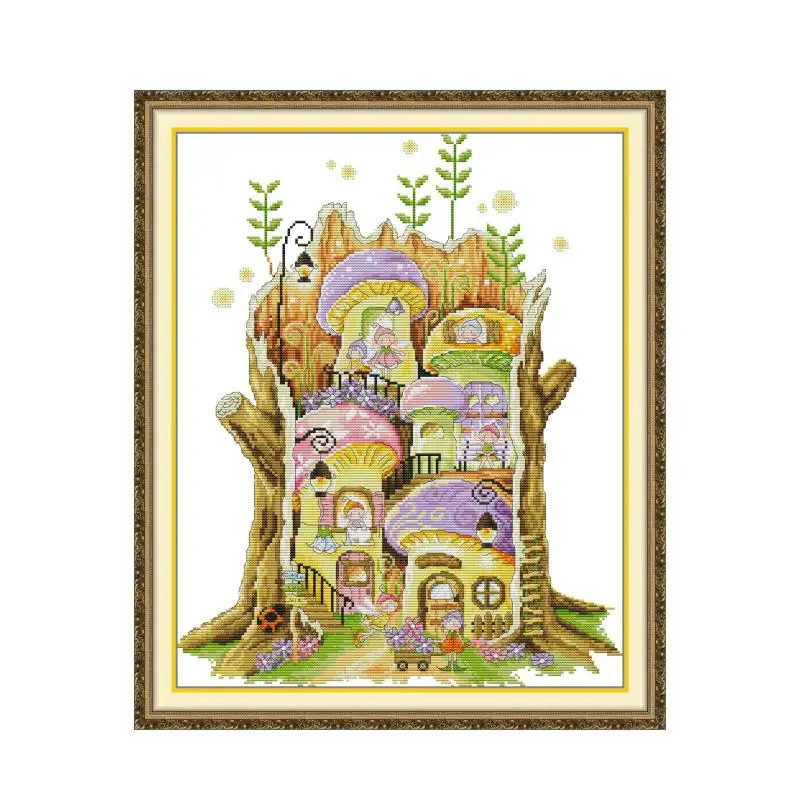 

Home of the fairies cross stitch kit 14ct 11ct count print canvas hand sew cross-stitching embroidery handmade needlework