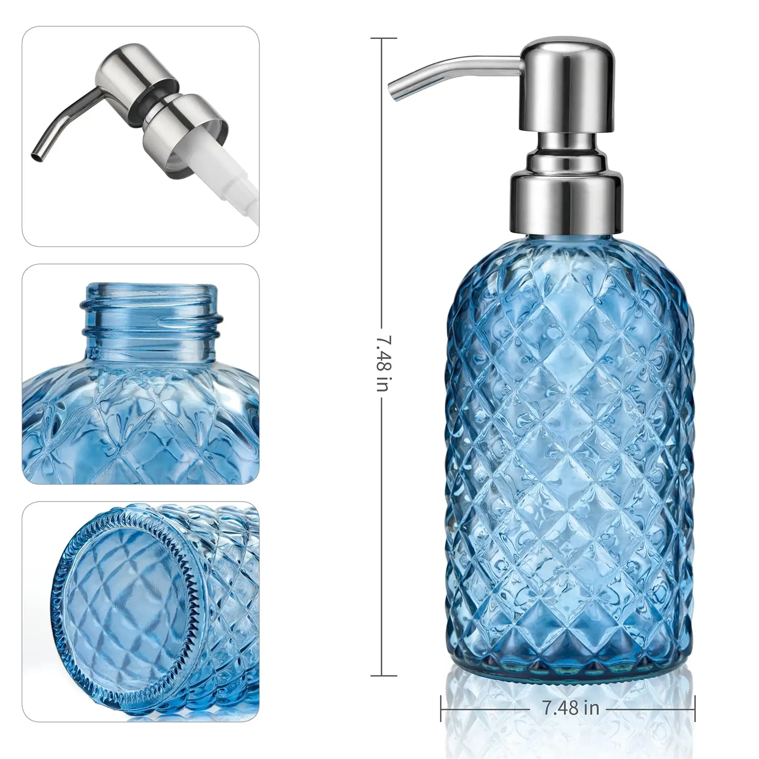 450ml Bathroom Glass Soap Bottle Bathroom Soap Dispenser Refillable Liquid Glass Shower Gel Bottle Liquid Soap Dispenser