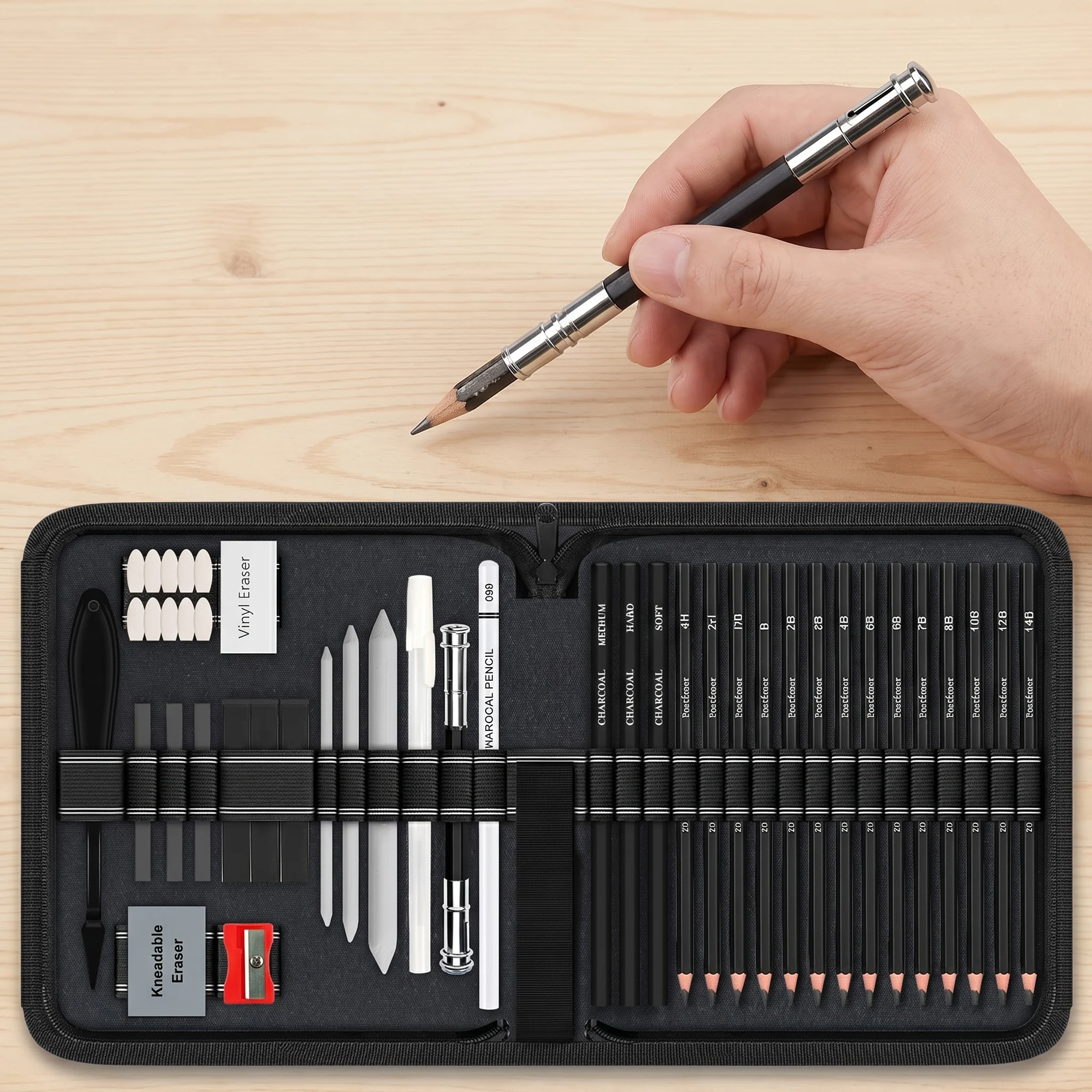 14/18/29/38/44/64 PCS Drawing Set Sketching Kit,Sketch Pencils Art Supplies with Graphite,Charcoal,Blending Tools & Accessories
