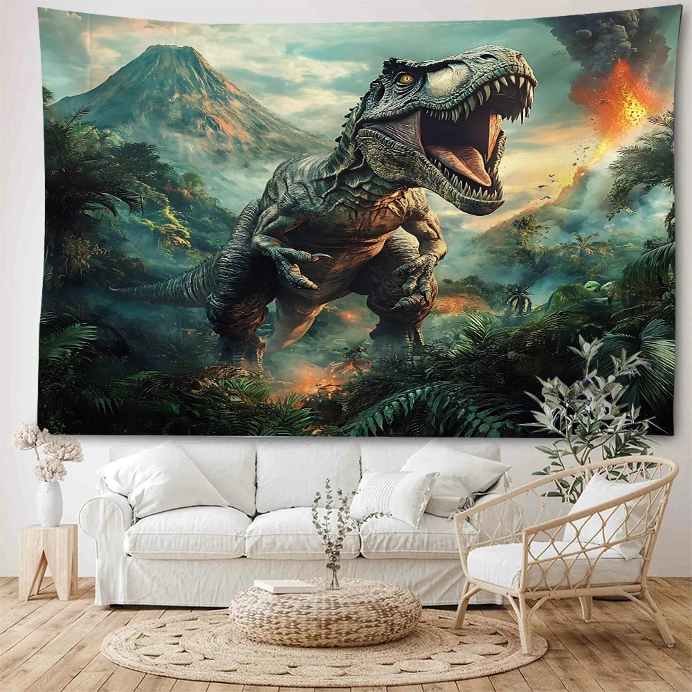 Jurassic Park Dinosaur World of Ancient Times Tyrannosaurus Rex Background Decoration Tapestry Zoo Theme Tapestry