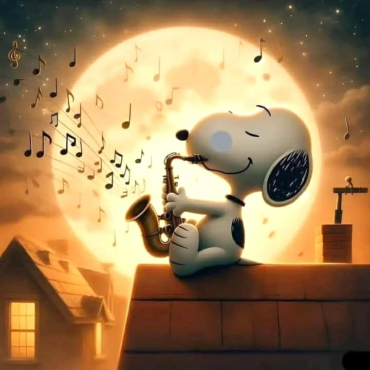 Musical Snoopy with Violin Piano Cartoon Comic Mosaic Embroidery