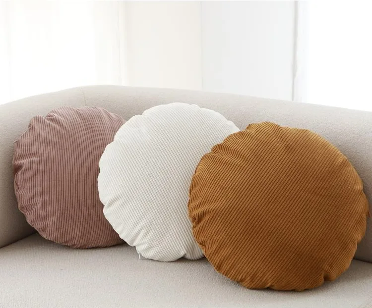 

Corduroy Round Pillow Cover Bedroom Stripes pattern Lumbar Pillowcase Cushion Cover Pillow Backrest