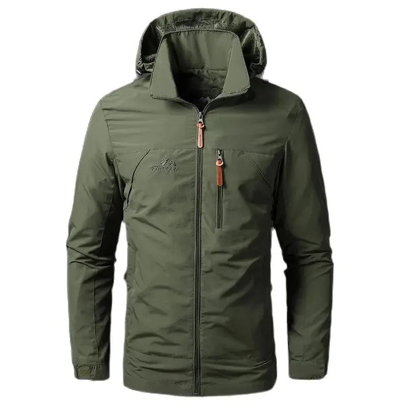 

Outdoor Hooded Jacket, Windproof Material, Zipper Pockets Exquisite, Men's Travel Preferred
