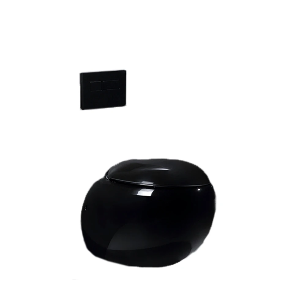 

Modern style sanitary wares product ceramic wall hung egg shape wc toilet in black for hotel