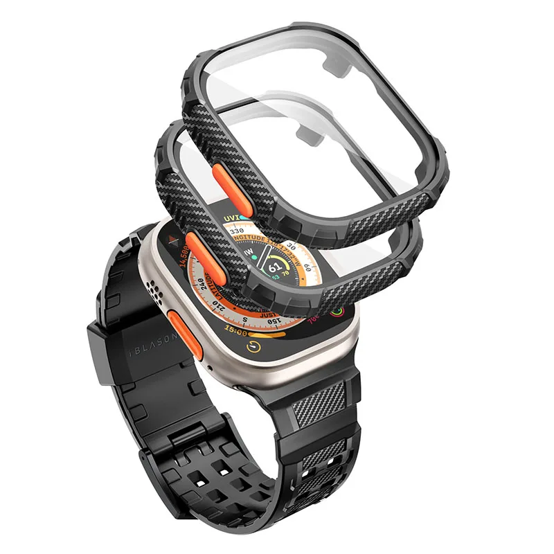 I-BLASON For Apple Watch Ultra 4/3/2/1 Case 49mm Armorbox Rugged Watch Band with 2Set Built-in Tempered Glass Screen Protector