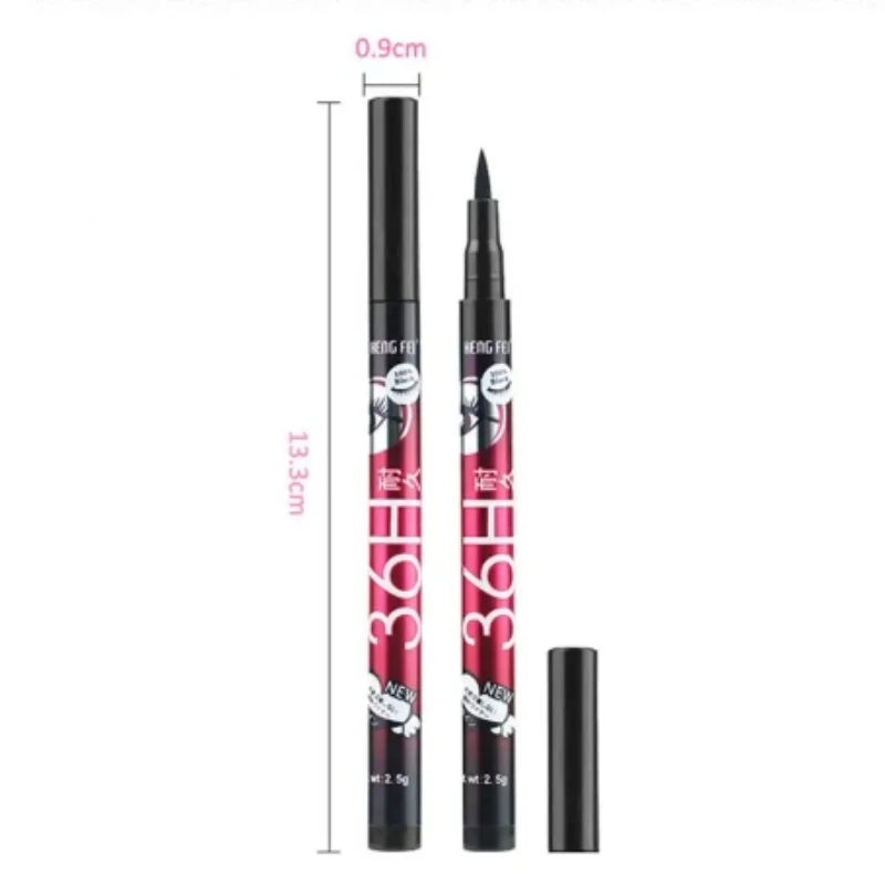 Schwarzer flüssiger Eyeliner bilden wasserdichten Eyeliner-Bleistift 36h langlebiger flüssiger Eyeliner-Stift schnell trocknend, kein blühendes Make-up-Werkzeug