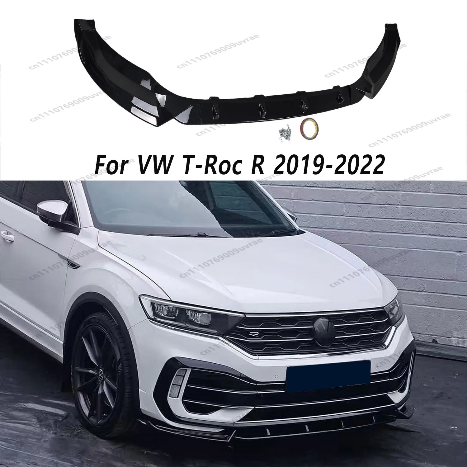 

MAX Style Gloss Black ABS Front Bumper Lip Spoiler Splitter Diffuser Retrofit For VW T-Roc R A11 2019-2021 Pre-Facelift Tuning