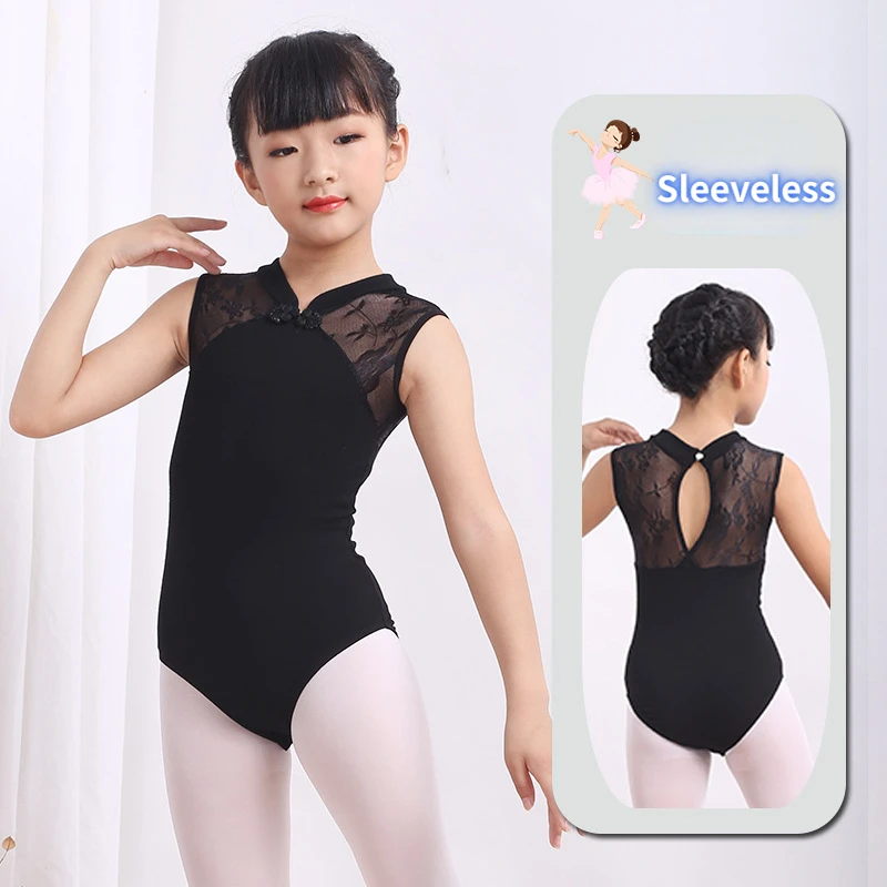 Cute Child Baby Dancewear Ballet Leotard Tops Backless V-neck Bodysuit Gymnastics Dancer Performance Costumes