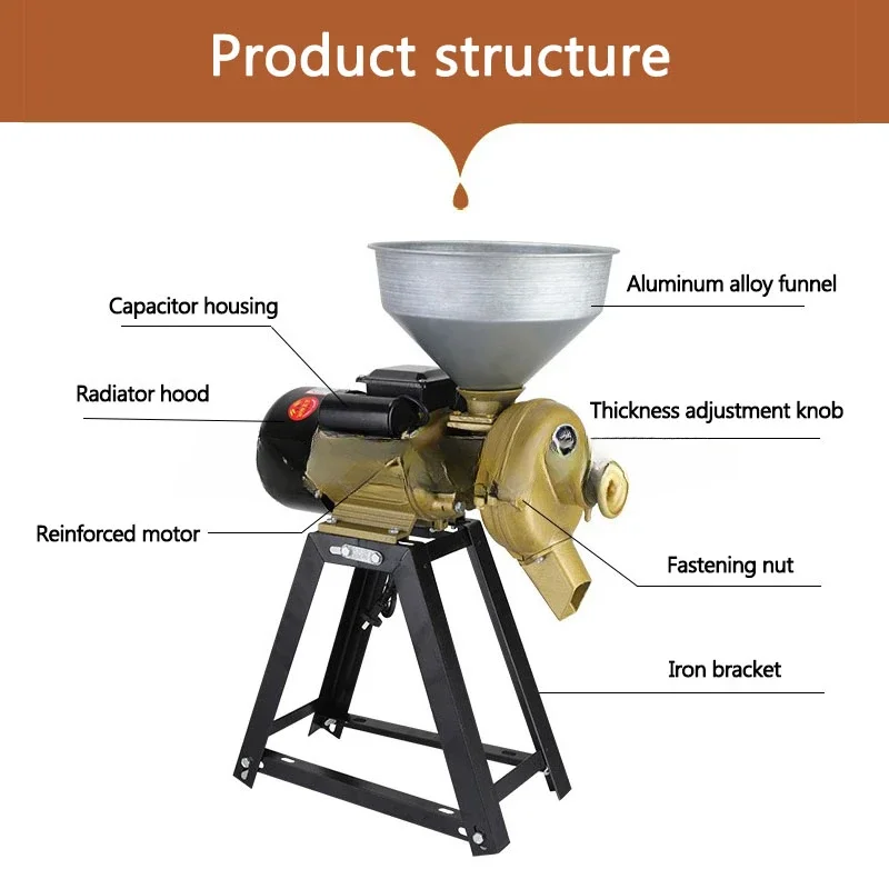 For 3500W Bean Grinder 3500W Multi-Function Rice Pulper Corn Grain Beater Steel Wet And Dry Grinder Stone Grinder Flour Mill