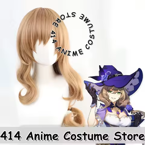 Game &amp; Anime Lisa Minci Cosplay Wig Genshin Impact Face-framing Curls Heat-Resistant Fiber Synthetic Hair