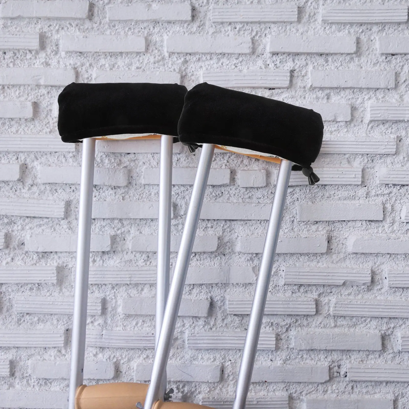 1Pair Fabric Sponge Crutch Covers for Underarm Comfort Thickened Breathable Wear-Resistant Reusable Daily Use Crutch