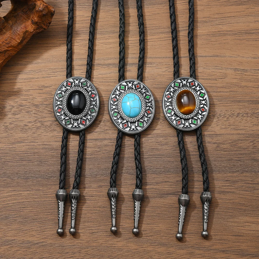 Corbata Bolo Hecha a Mano, Corbatas Bolo Vintage para Hombre, Corbata de Cuero Estilo Vaquero Occidental, Accesorios de Rodeo para Hombre y Mujer