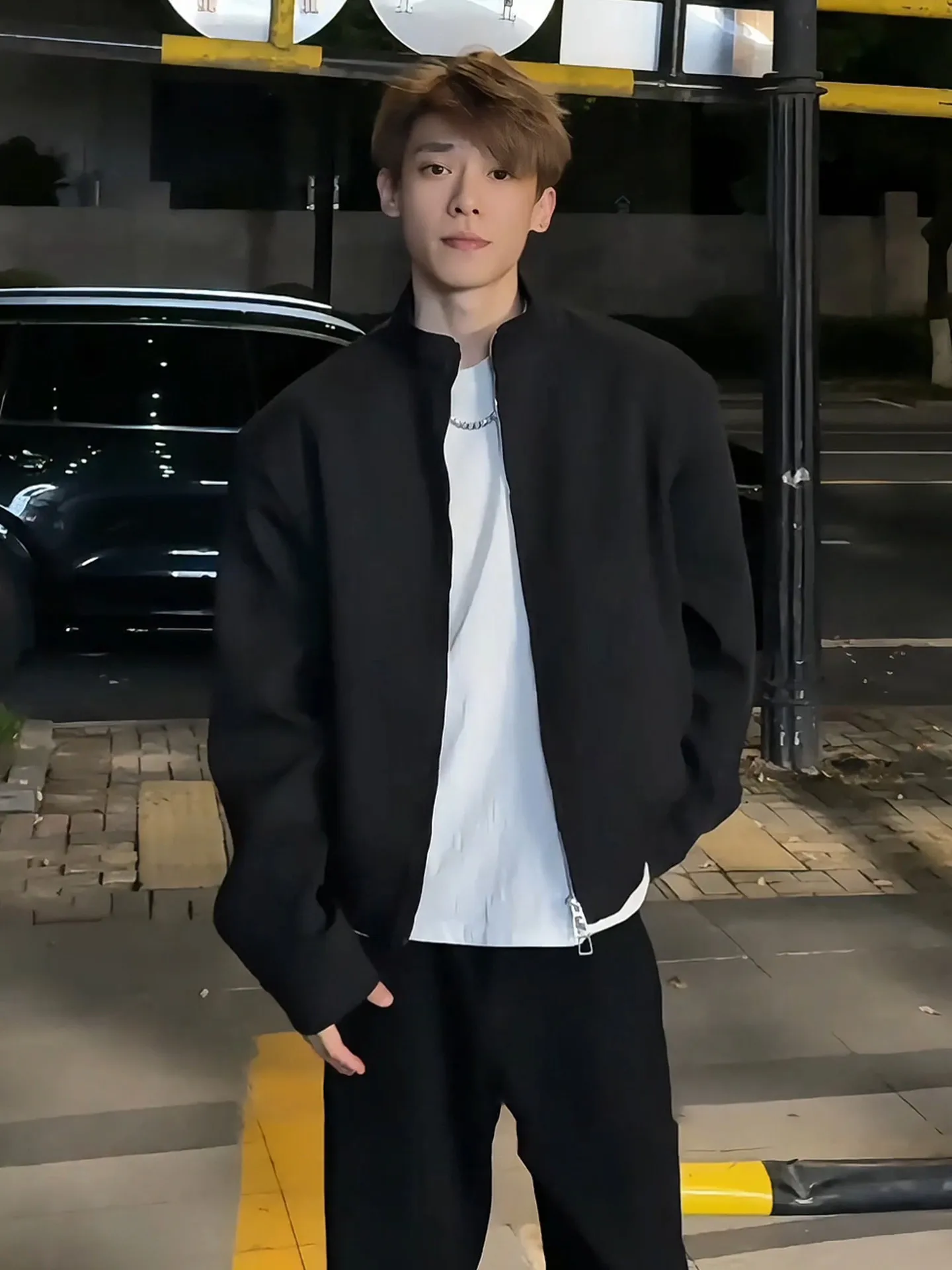 

Shoulder Pad Jacket Men's Style Autumn Thick 2026 New Cool Short Stand Collar American High Street Jacket Casual Loose Fit
