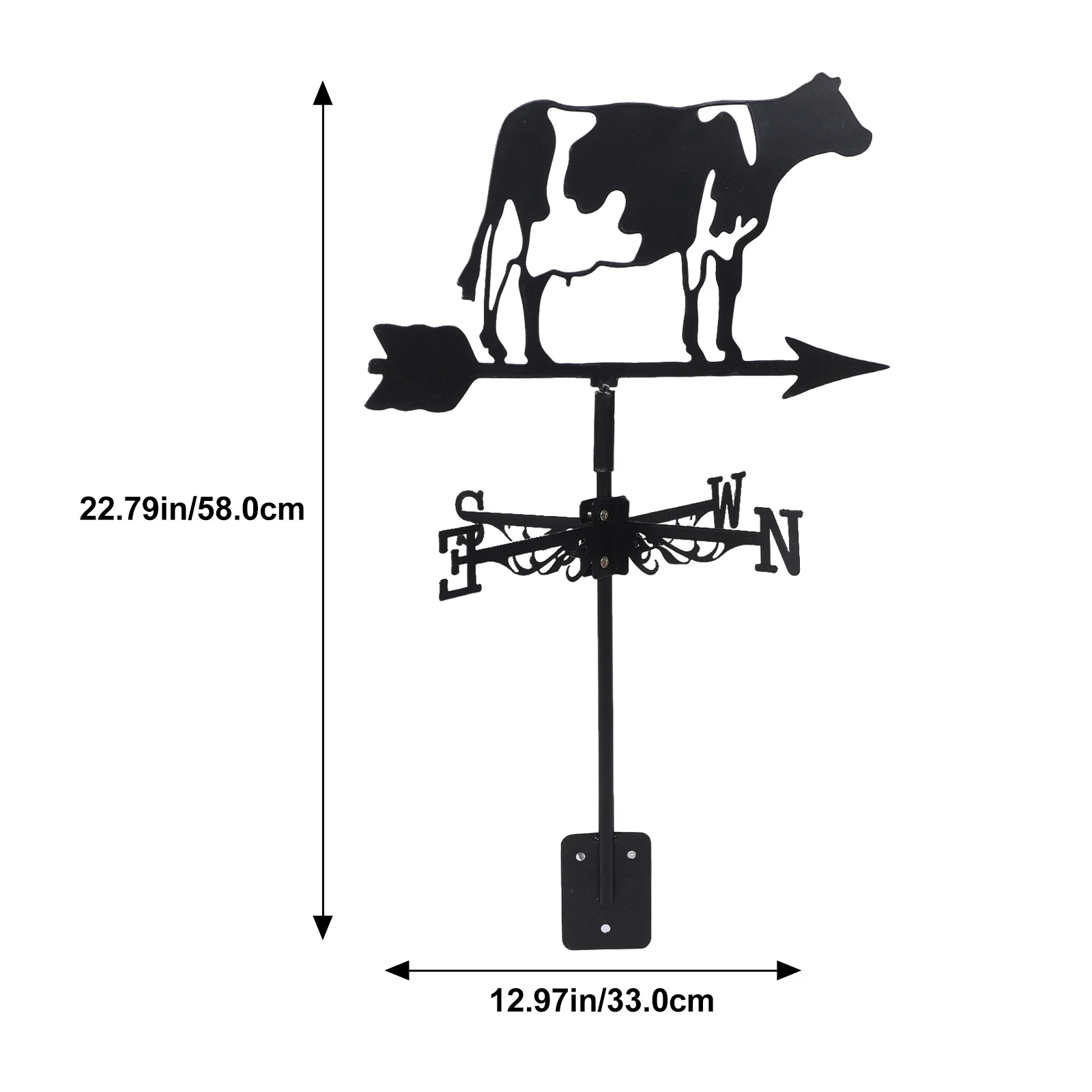 1 مجموعة ثلاثية الأبعاد البقرة الحديد Weathervane ريشة الطقس ل فناء ساحة مؤشر اتجاه الرياح ديكور معدني Weathervane #3