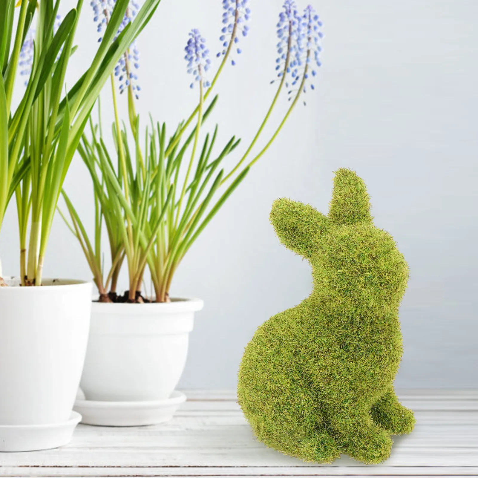 

2Pcs Flocking Rabbit Adornment Lifelike Scene Layout Decor for Home Garden Easter Display Natural Vivid Animal Ornament Compact