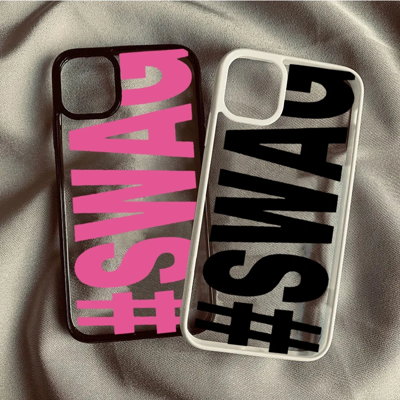 Cover antiurto SWAG con lettere grandi per iPhone 16 15 Pro Max 14 13 11 12 Pro Max 17Air 16E X XR XS Max 7 8 Plus SE 2022
