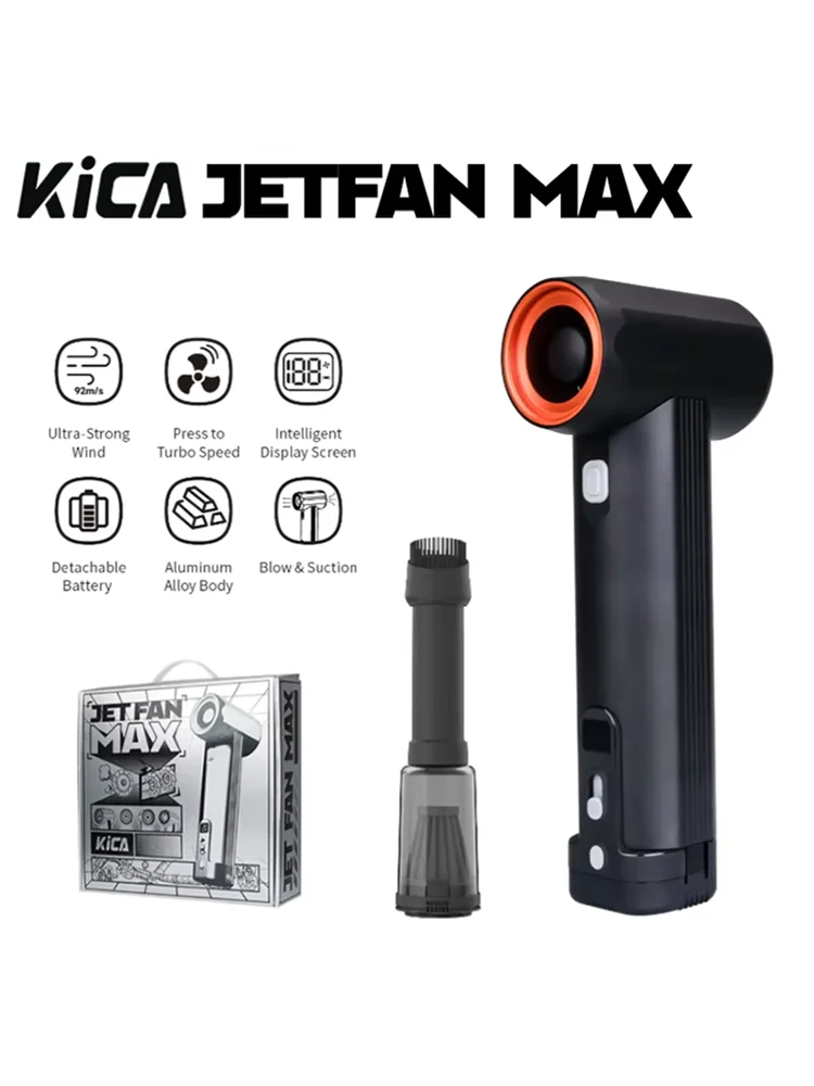 KiCA JetFan Max Car Dryer Air Blower 85000RPM Violent Turbo Fan for Lawn Care 5.5h Battery Life Air Duster Cordless Leaf Blower